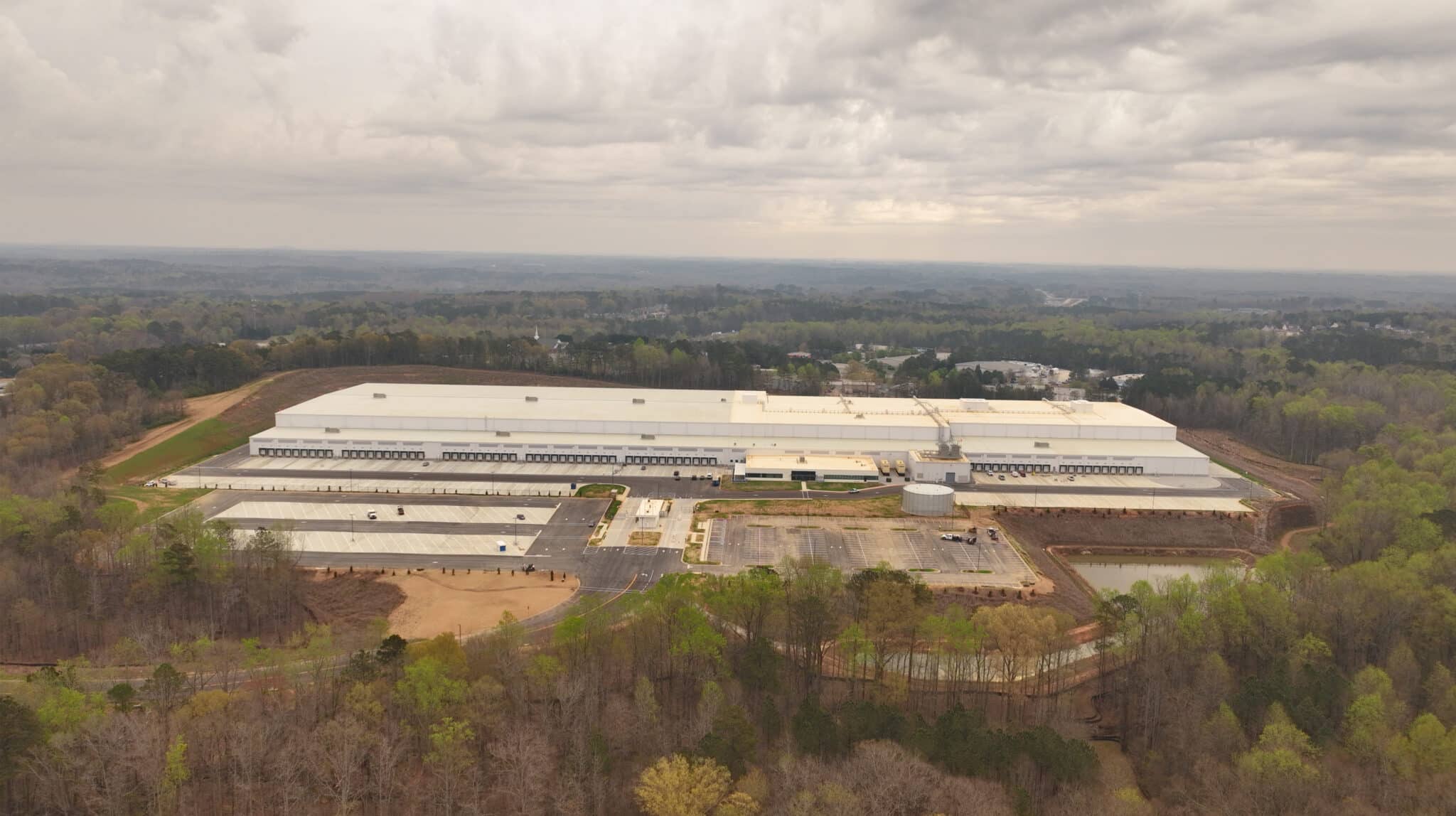 A Lidl cold storage facility as seen from a drone.