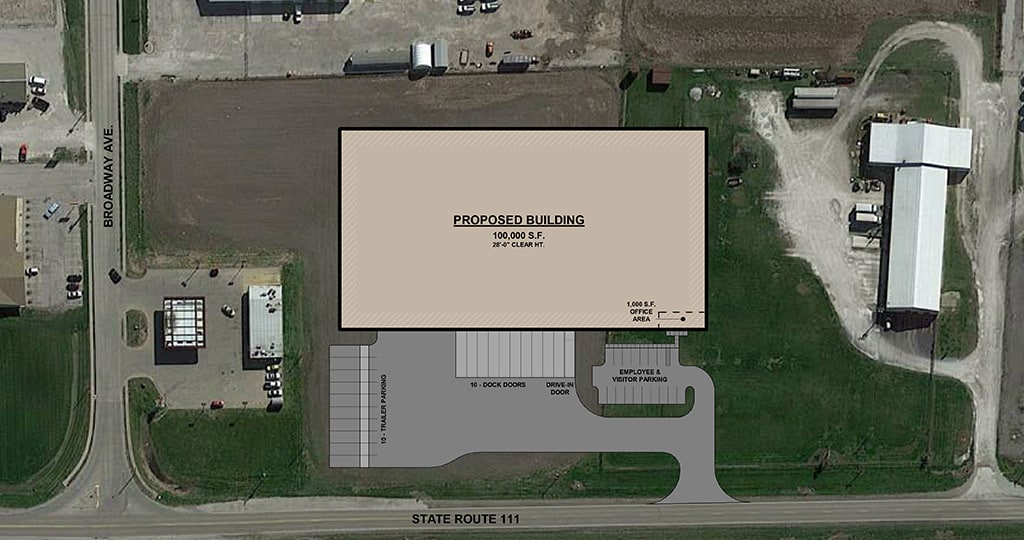 Alternative site plan for proposed warehouse layout